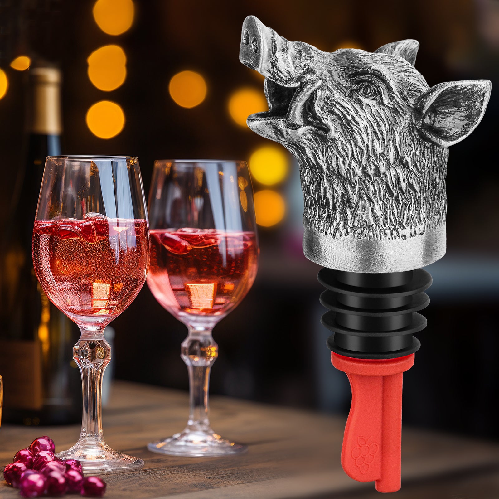 Wild Boar Head Wine Pourer - Vacuum Sealing, Wine Spout, Stopper For Cocktails, Whiskey, Wine Bottles, Perfect Gift For Any Occasion
