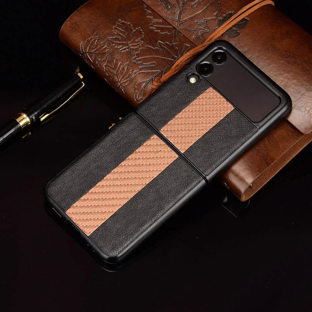 For Galaxy Z Flip 3 5G Slim Folding Leather Shockproof Phone Case Cover