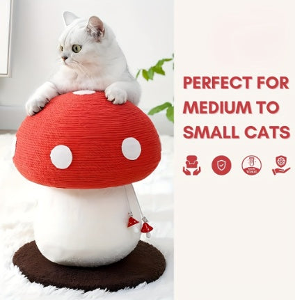 Mushroom Cat Climbing Frame, Sisal Cat Climbing Post, Interesting Red And White Mushroom Design With Fluffy Base, Cat Scratching Claw Toy, Cat Tree, Wear-resistant Cat Scratching Ball, Cat Supplies
