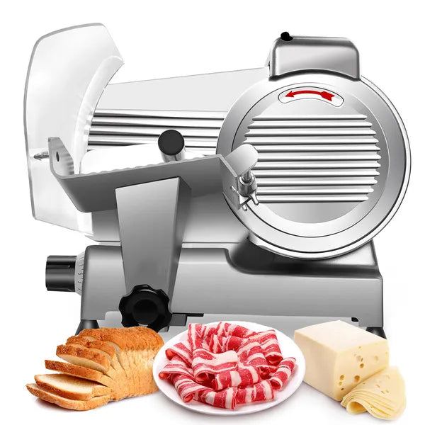 Meat Slicer Machine,8.5/10 Inch Commercial Meat Slicer, 240W Frozen Meat Cheese Deli Slicer,Premium Chromium-plated Steel Blade Semi-Auto Foody Slicer For Commercial And Home Use