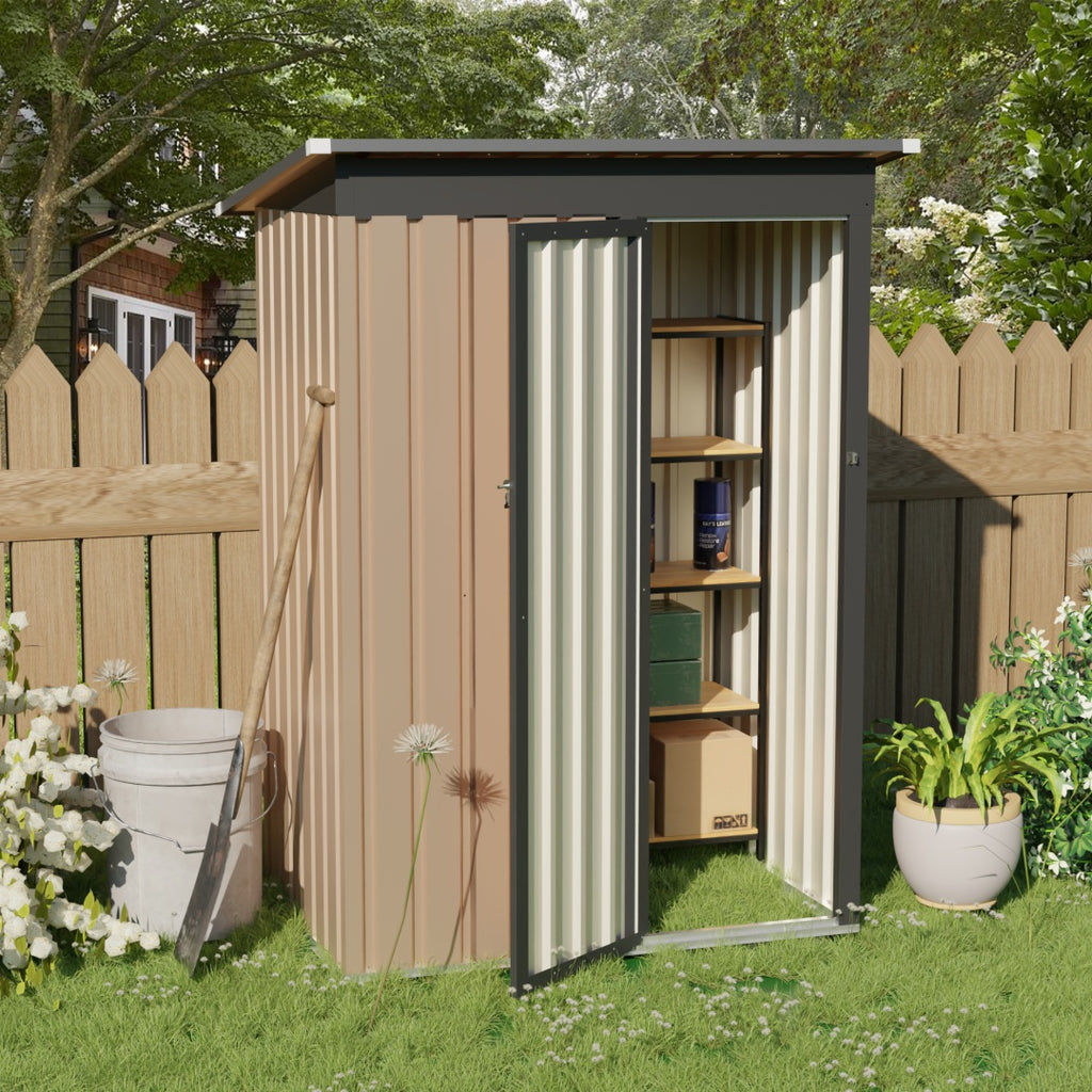 5x3 Ft Grey Sliding Door Garden Shed For Outdoors Storage Roof Design