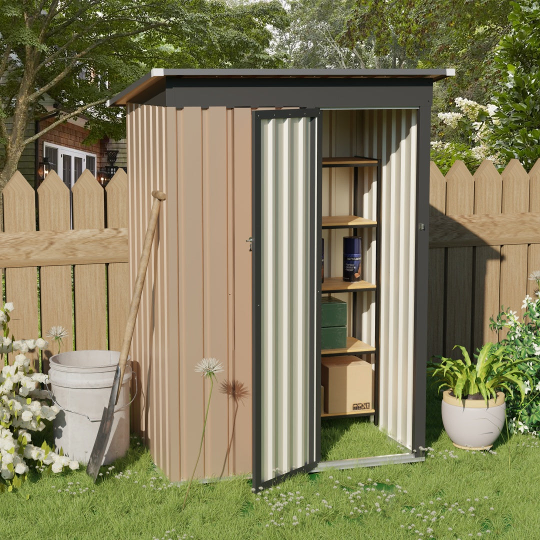 5x3 Ft Grey Sliding Door Garden Shed For Outdoors Storage Roof Design