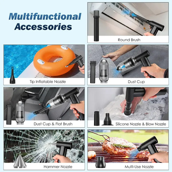 Compressed Air Duster Brushless Motor 250000RPM Stepless Variable Speed 10000mAh Battery Cordless Dust Blower Vacuum Cleaner Portable Jet Dry Blower For PC Keyboard Car Home