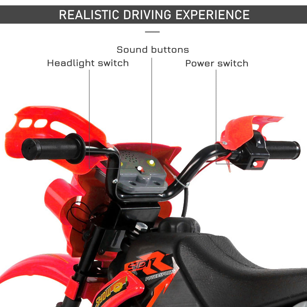 6V Kids Motorcycle Dirt Bike Electric Battery-Powered Ride-On Toy Off-road Street Bike with Training Wheels