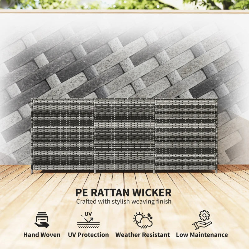 175 Gallon Outdoor Storage Box With Inner Liner, PE Rattan Wicker Deck Box With Pneumatic Bar Lift, Mixed Gray