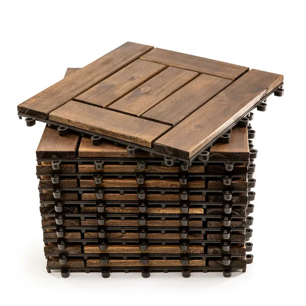 10PC 12inch*12inch High-quality Acacia Wood Modular Flooring, Model 007, Is Easy To Install And Enhances Your Home's Elegance And Comfort.