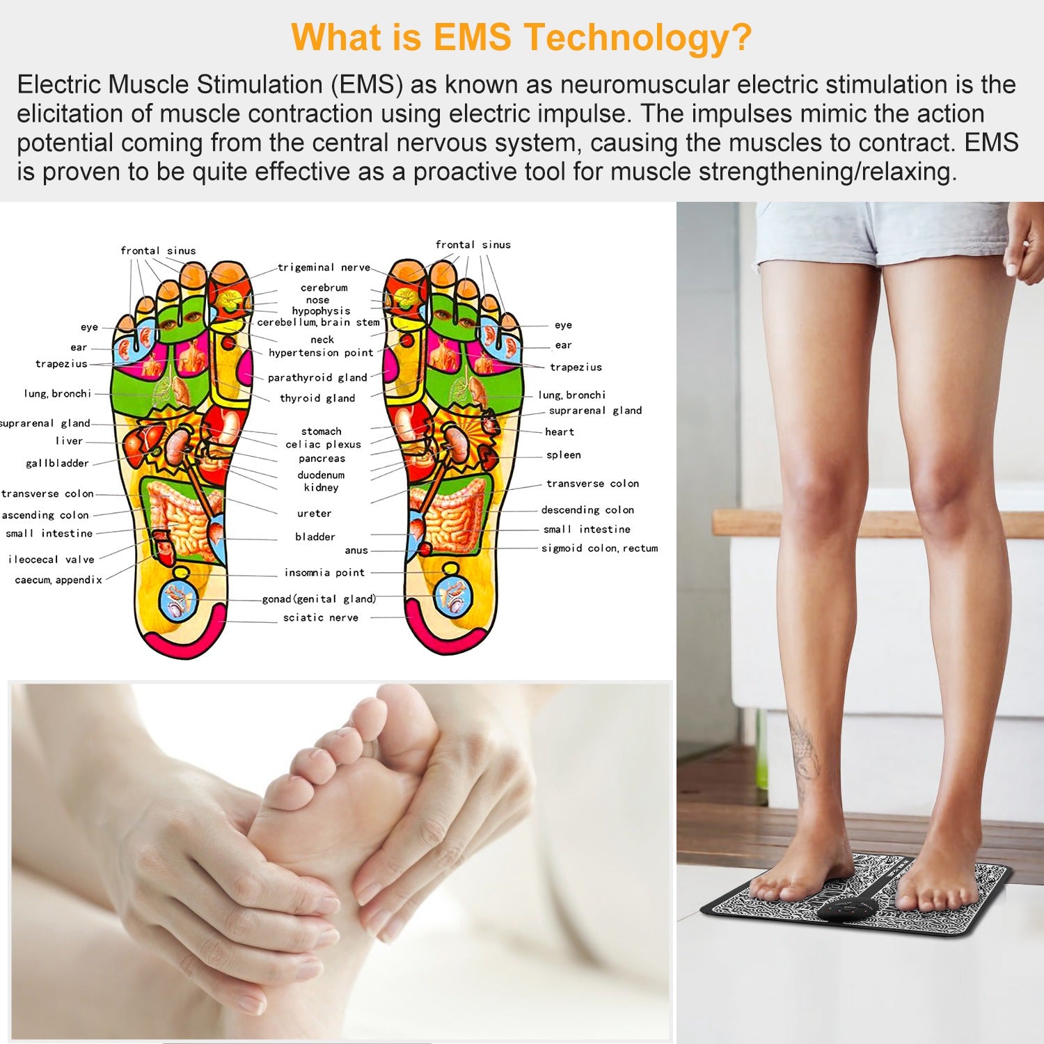 EMS Foot Massage Pad Electric Stimulator Massager Unit Rechargeable Leg Reshaping Muscle Battery Powered Type And Rechargeable Type Options