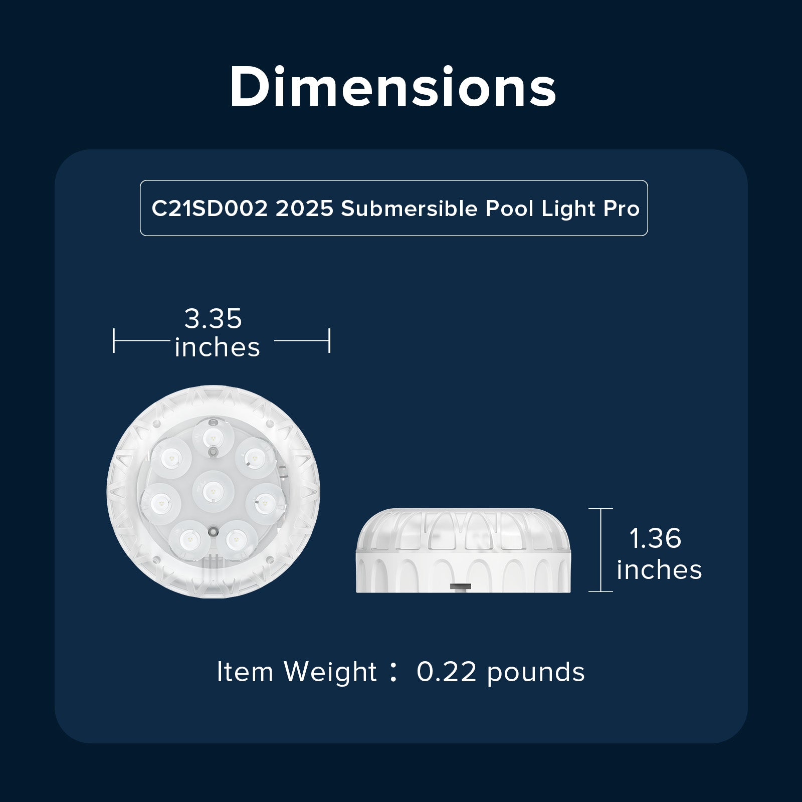 SANSI IP68 Waterproof RGB Pool Light, Summer Rechargeable 20Hrs Outdoor LED Lamp For Swimming Pool,Pond,Shower,Bath