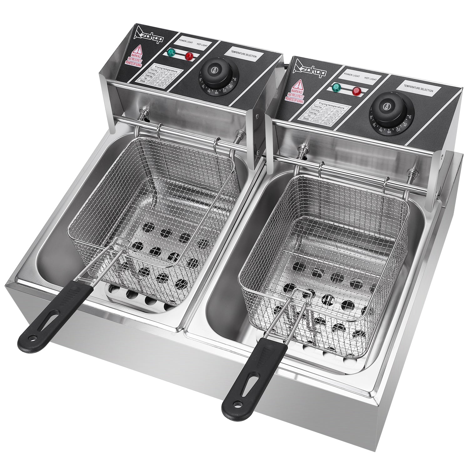 Electric Fryer Silver Stainless Steel Double Cylinder