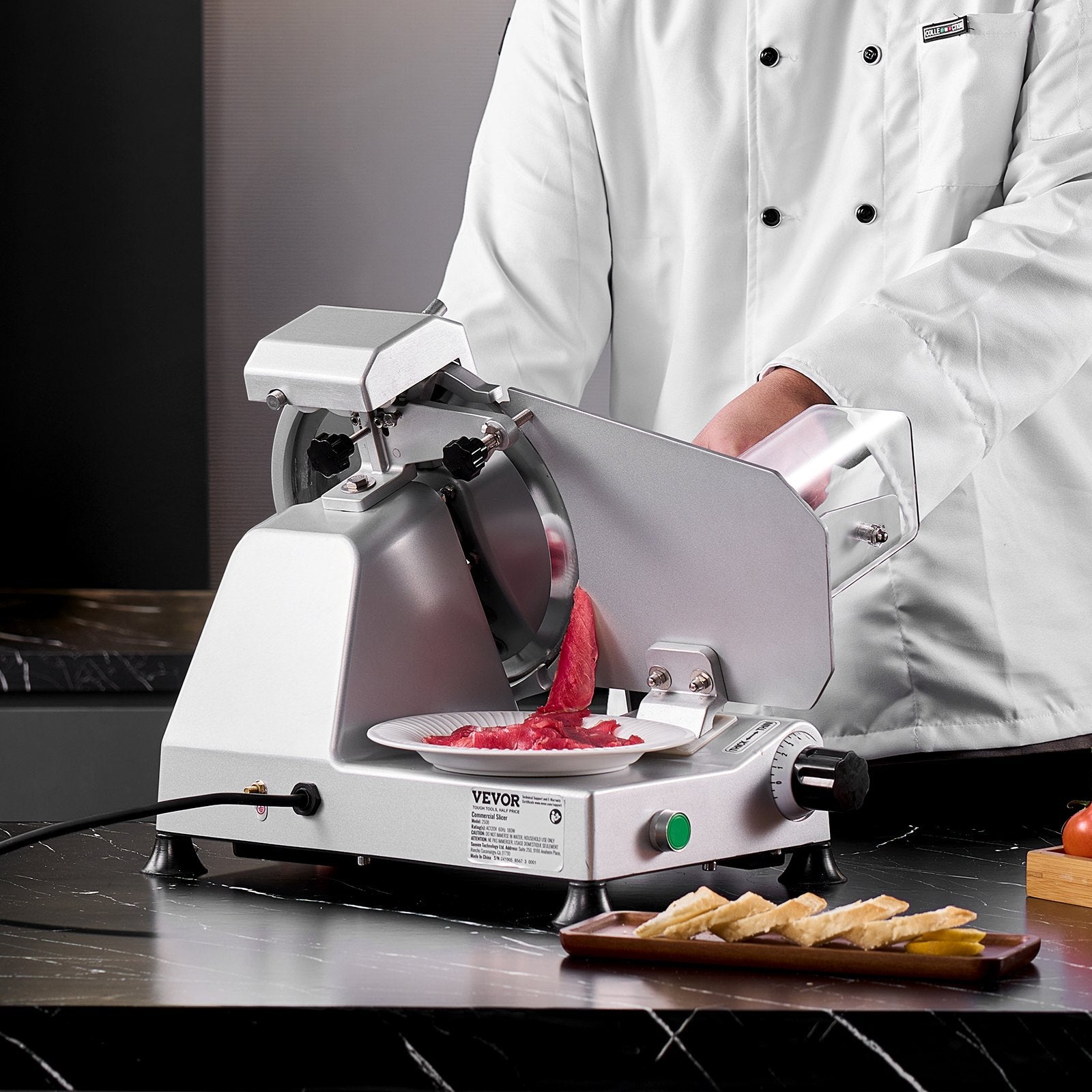 Meat Slicer 180W 10" Electric Deli Food Slicer For Frozen Meat Bread Cheese