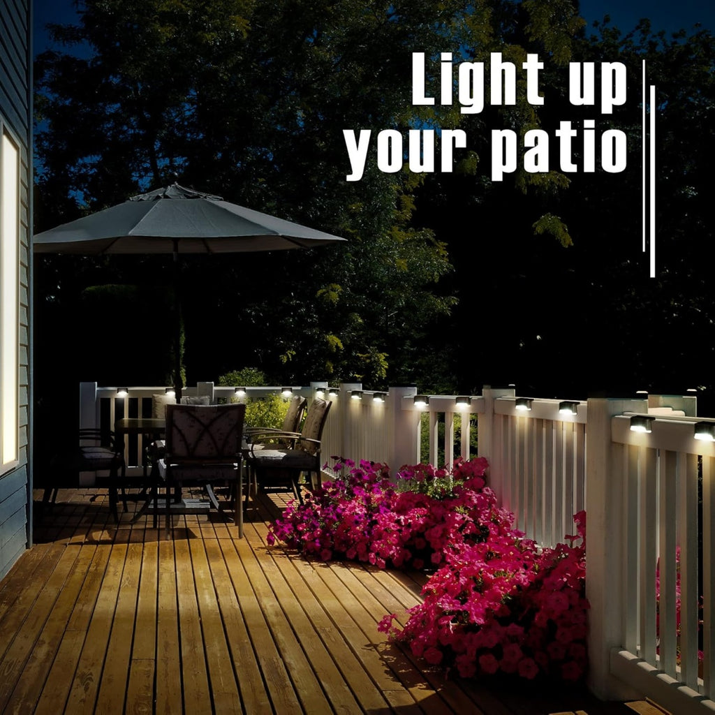 32&16 PCS Solar Deck Lights Outdoor Solar Step Lights Waterproof Led Solar Lights For Outdoor Stairs Step Fence Yard Patio And Pathway Family's Gifts  Warm White