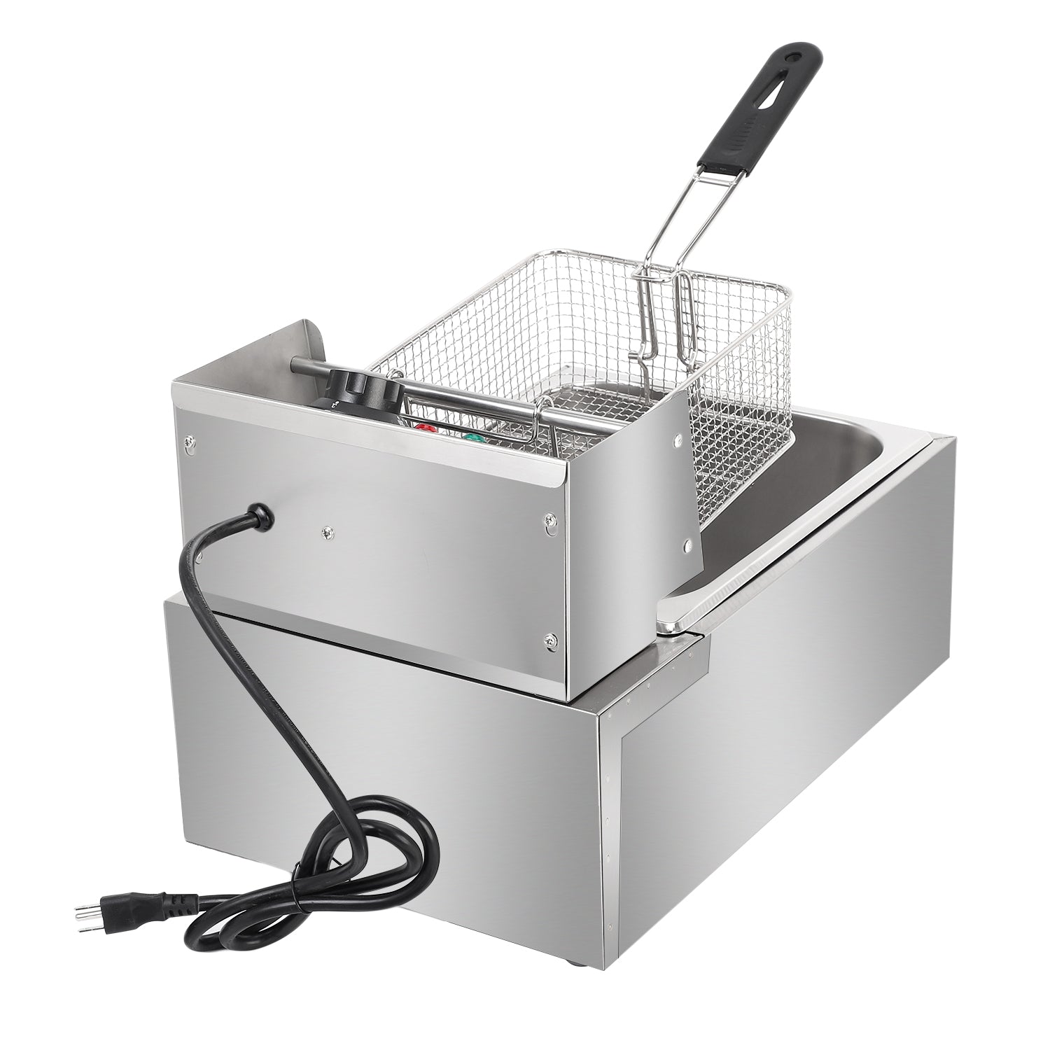 Electric Fryer Silver Stainless Steel Single Cylinder