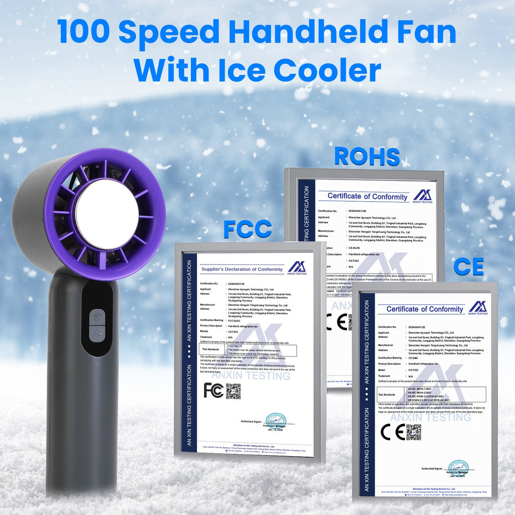 One Hundred Speed Handheld Fan With Ice Cooler High Speed Turbo Fan 3000mAh Rechargeable Hand Fan With LCD Display For Travel Camping Beach Outdoor