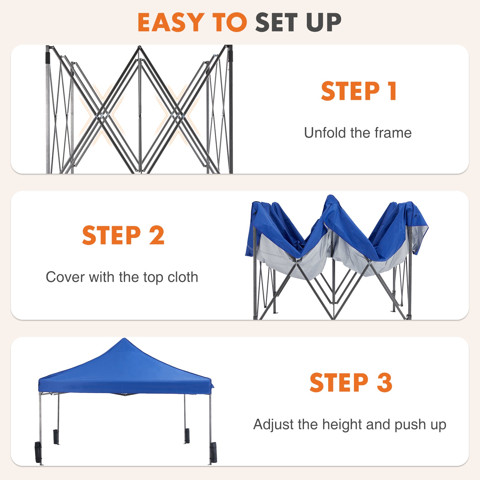 10 X 10ft  Up Canopy Tent Easy Setup Outdoor Shade Instant Portable Sun Shelter Canopy Tent For Parties Camping Beach