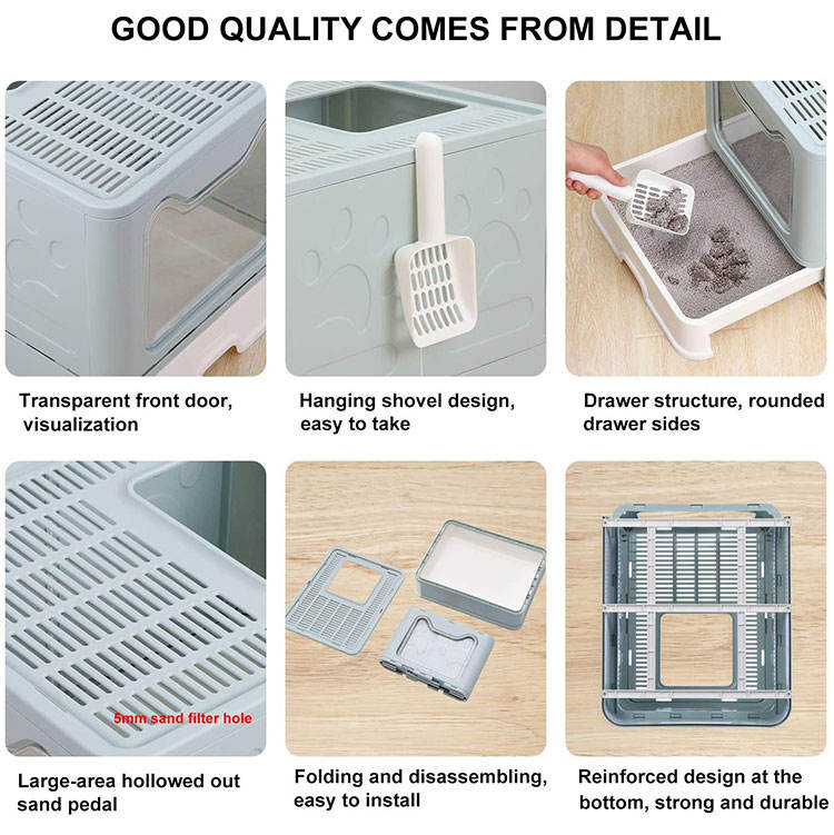 Cat Litter Box Front Entry Enclosed Extra Large Litter Box With Litter Catching Lid And Scoop For Big Cats Kitty