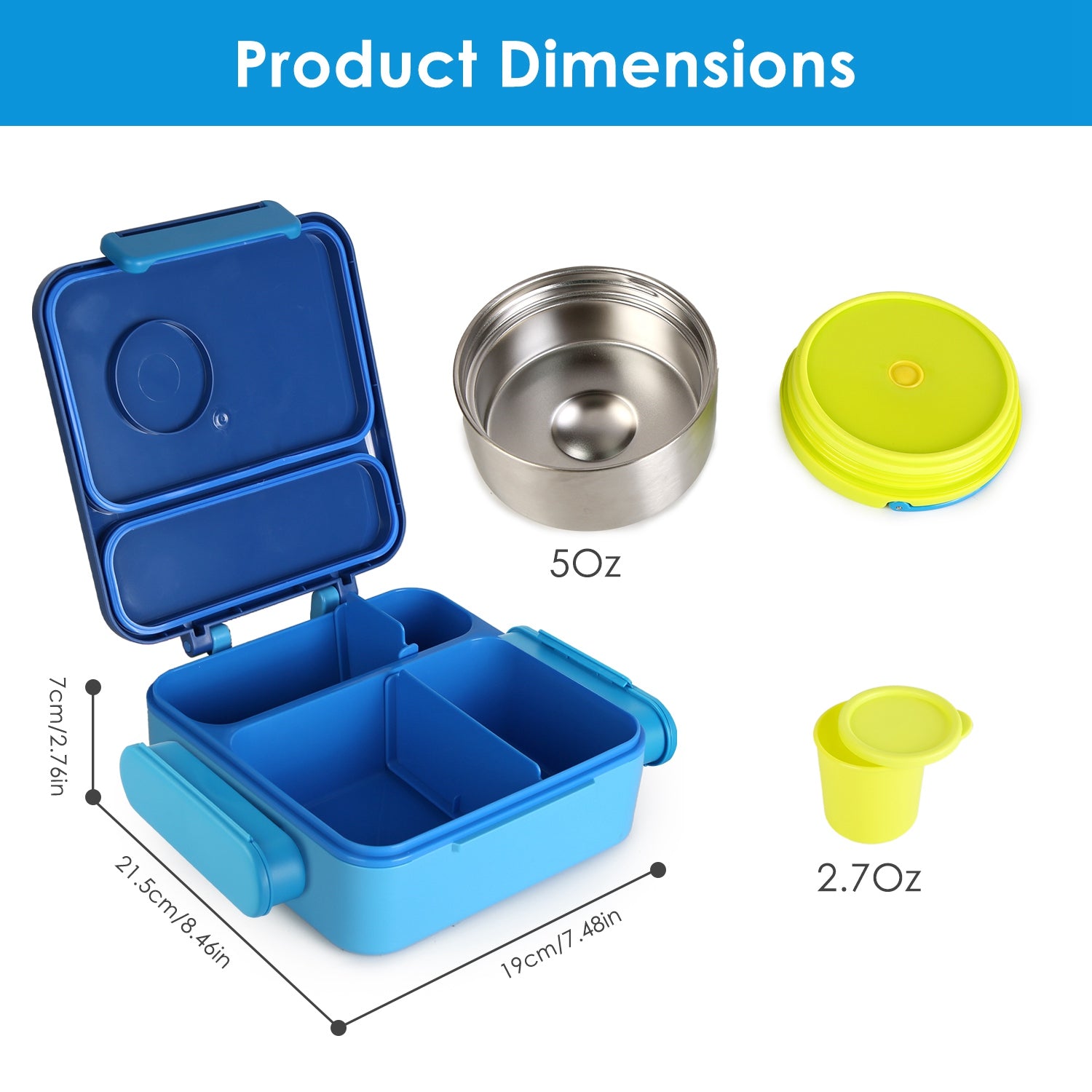 1Pc Kids Lunch Box Thermal Lunch Container With Insulated Storage Bag 2 Compartments Spoon Fork Case Food Safe Spill Resistant