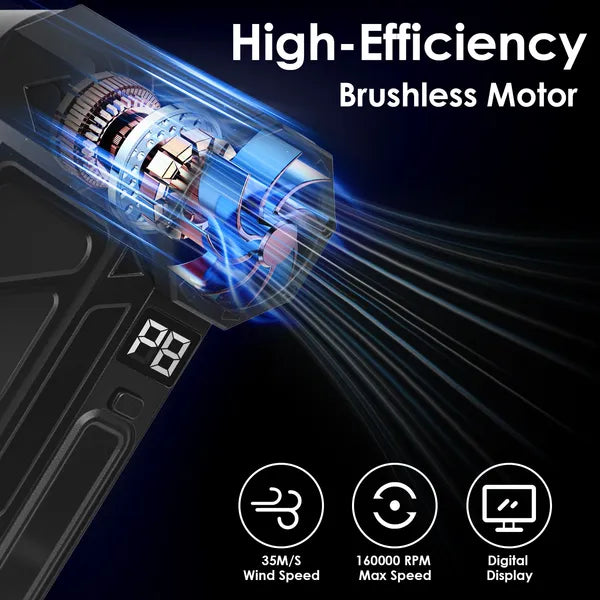 1Pc Compressed Air Duster With LED Light Vacuum Cleaner Max 160000RPM Speed For PC Keyboard Cleaning High Speed Rechargeable Cordless Air Blower With 4 Speeds For Home Car Outdoor