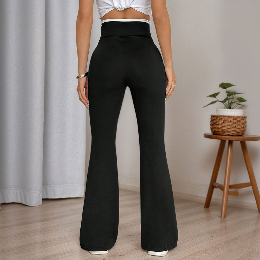 Cross-color High-waisted Women's Slimming Stretch Flare Pants