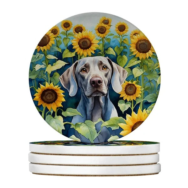 Silky Terrier Spring Path Large Sandstone Coasters Pack Of 4 Absorbent Round Coasters Decor Gifts For Men Or Women, 4 In, Multicolor