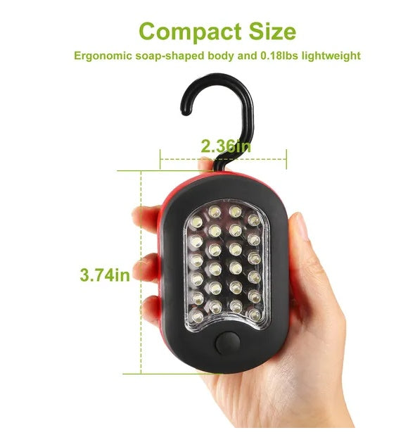 Compact Work Light 27LEDs Hang Lights Portable Magnetic Flashlight With Hook For Camping Hiking Emergency