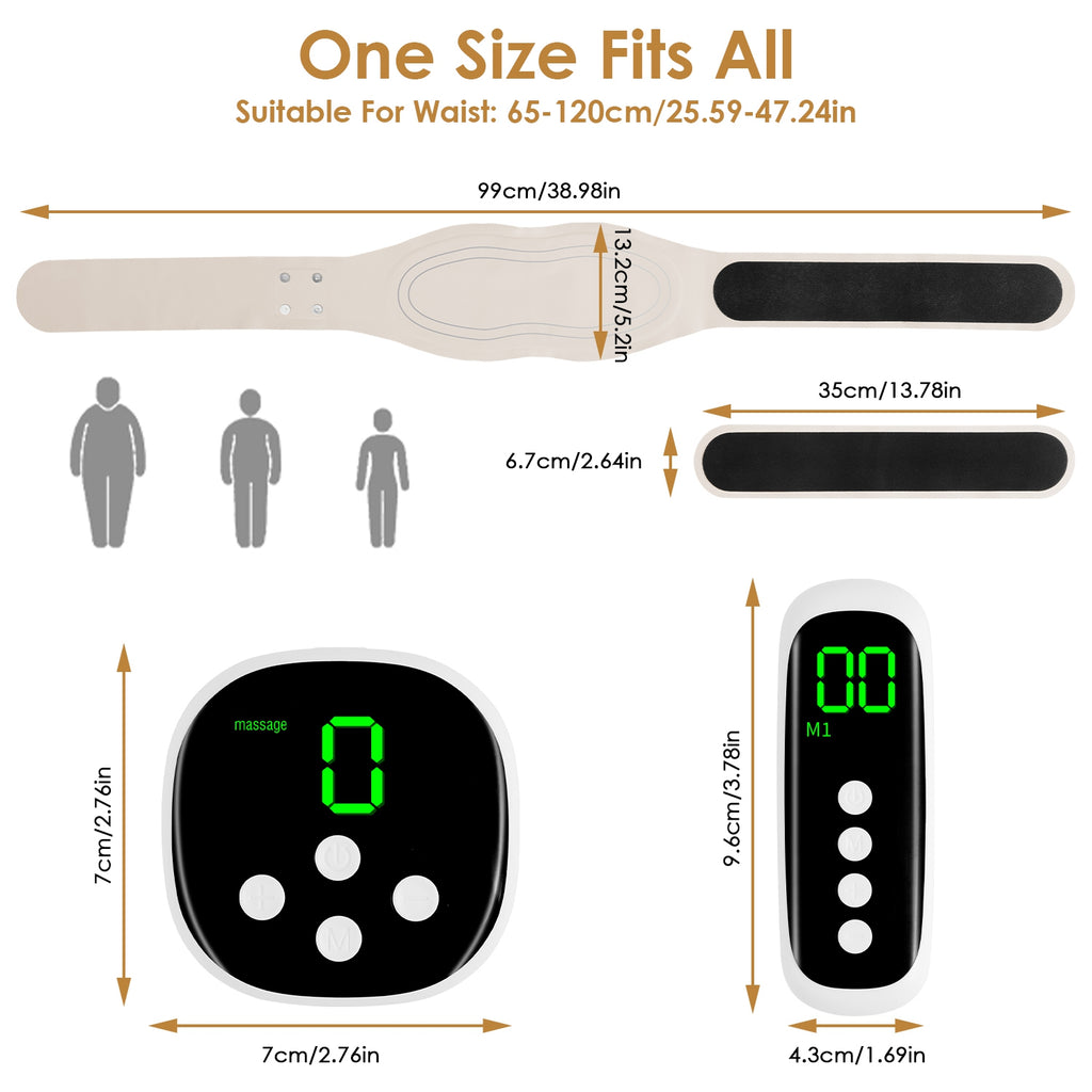 EMS Lower Back Massager Heating Pad Cordless Heating Pad For Back Belly Waist With Remote Magnetic Host 8 Modes 19 Intensity Levels 3 Heating Levels