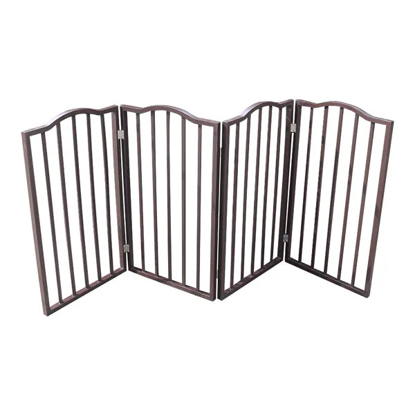 Pet Gate - Dog Gate For Doorways, Stairs Or House - Freestanding, Folding, Brown, Arc Wooden--Self-pick Up Is Not Supported.