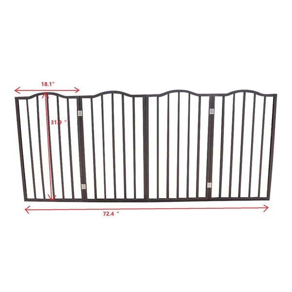 Pet Gate - Dog Gate For Doorways, Stairs Or House - Freestanding, Folding, Brown, Arc Wooden--Self-pick Up Is Not Supported.