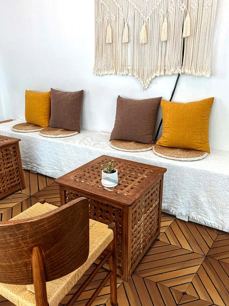 10PC 12inch*12inch High-quality Acacia Wood Modular Flooring, Model 08, Is Easy To Install And Enhances Your Home's Elegance And Comfort.