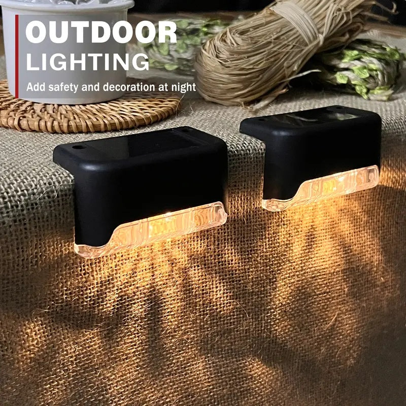 32&16 PCS Solar Deck Lights Outdoor Solar Step Lights Waterproof Led Solar Lights For Outdoor Stairs Step Fence Yard Patio And Pathway Family's Gifts  Warm White