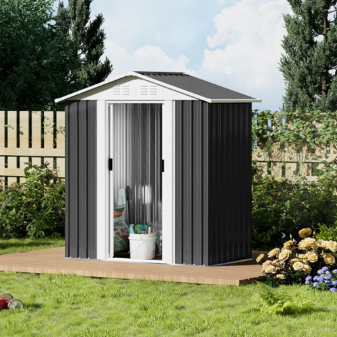 5x3 Ft Grey Sliding Door Garden Shed For Outdoors Storage Roof Design