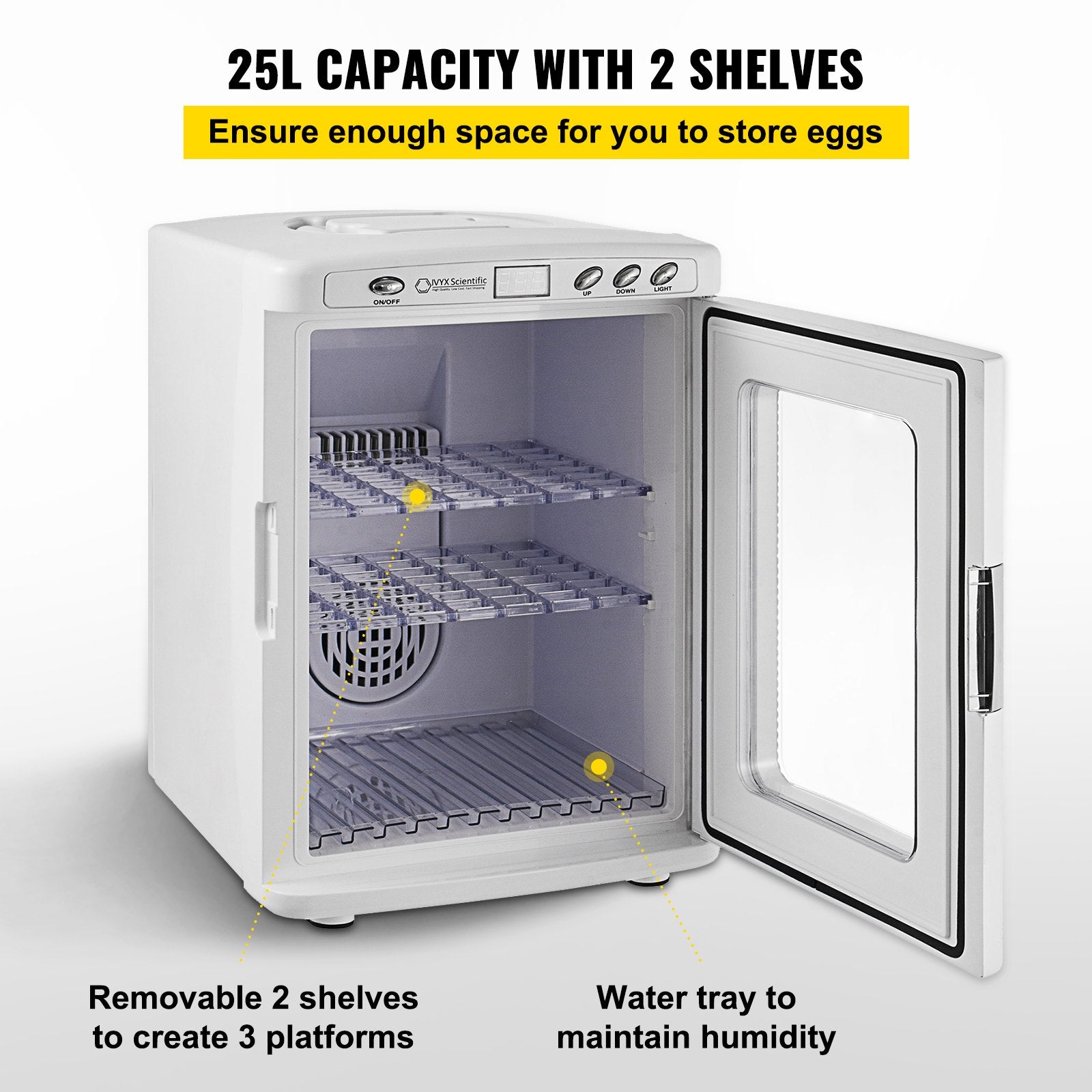 White Reptile Incubator 25L Scientific Lab Incubator Digital Incubator Cooling And Heating 5-42°C Reptile Egg Incubator 12V/110V Work For Small Reptiles