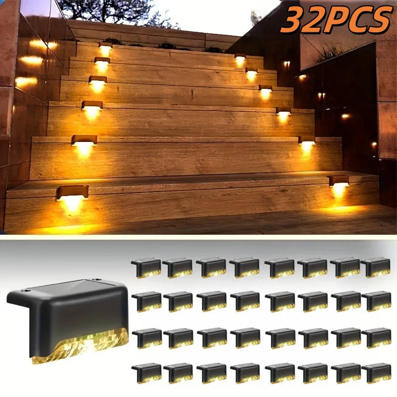 8/16/32 Solar Outdoor Deck Lights, Garden Lights, Atmosphere Lights, LED Walk Lights, Light Source Control, Suitable For Balconies, Terraces, Stair Fences, Courtyards, Gardens, Villas, Driveways.