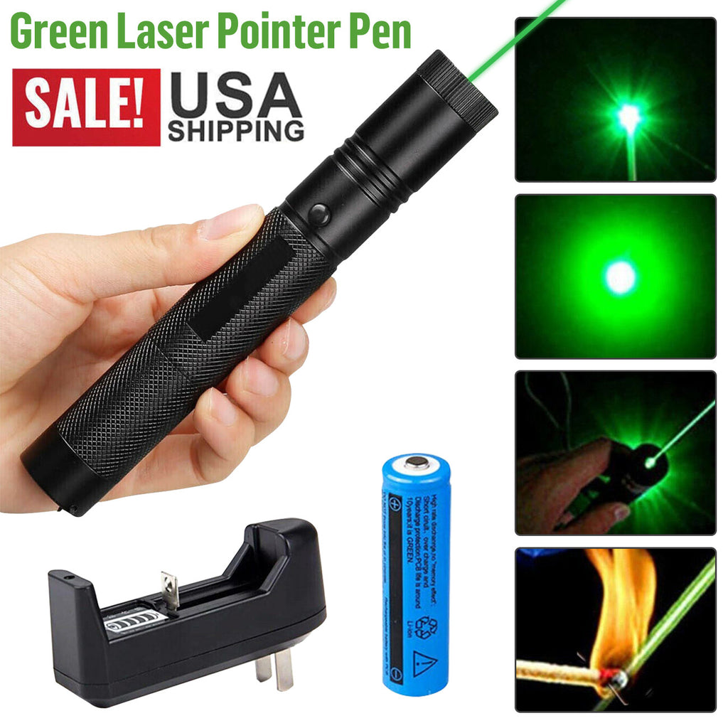 9900Mile Strong Green Laser Pointer Pen Light Visible Beam Lazer AAA Torch 532nm USB Rechargeable Flashlight