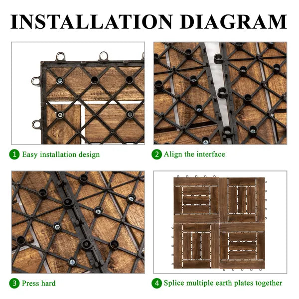 10PC 12inch*12inch High-quality Acacia Wood Modular Flooring, Model 007, Is Easy To Install And Enhances Your Home's Elegance And Comfort.