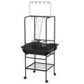 Bird Stand with Wheels, Perches, Stainless Steel Feed Bowls, Pull-Out Tray for Indoor Outdoor Small Parrot, Dark Gray