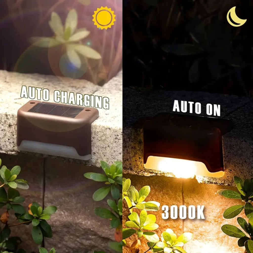 32&16 PCS Solar Deck Lights Outdoor Solar Step Lights Waterproof Led Solar Lights For Outdoor Stairs Step Fence Yard Patio And Pathway Family's Gifts  Warm White