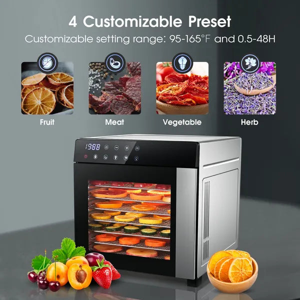 Food Dehydrator Machine 25QT, 8 Trays Stainless Steel Dehydrator Machine, Large Capacity Dehydrators For Food And Jerky, Herbs, Yogurt, Veggies, Dog Treats