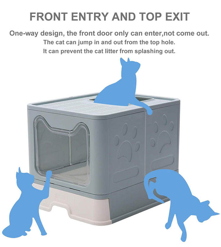 Cat Litter Box Front Entry Enclosed Extra Large Litter Box With Litter Catching Lid And Scoop For Big Cats Kitty