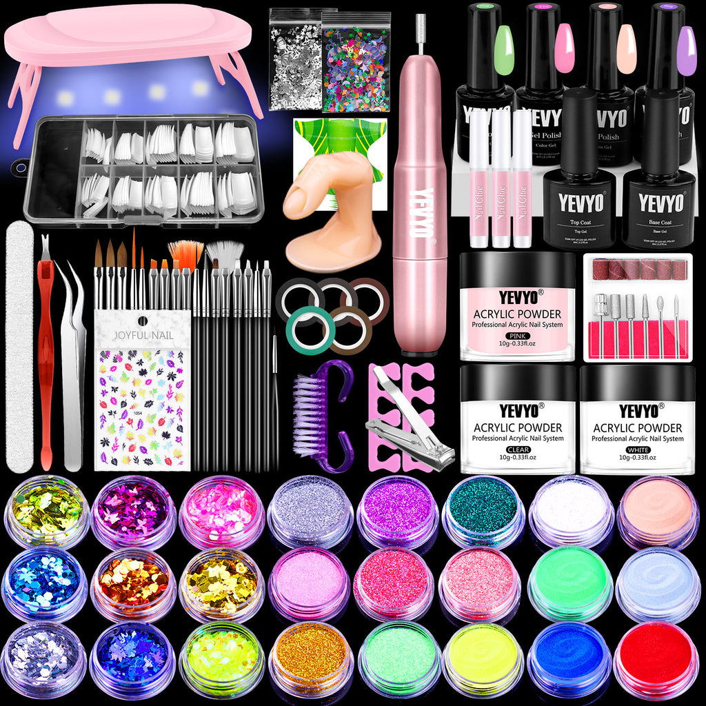 Acrylic Nail Kit With Drill, 4 Colors Gel Polish And UV Light Nail Kit, Birthday Gifts For Women, Valentines Day Gifts For Girl, Professional Nails Kit Acrylic Set With Everything For Beginners