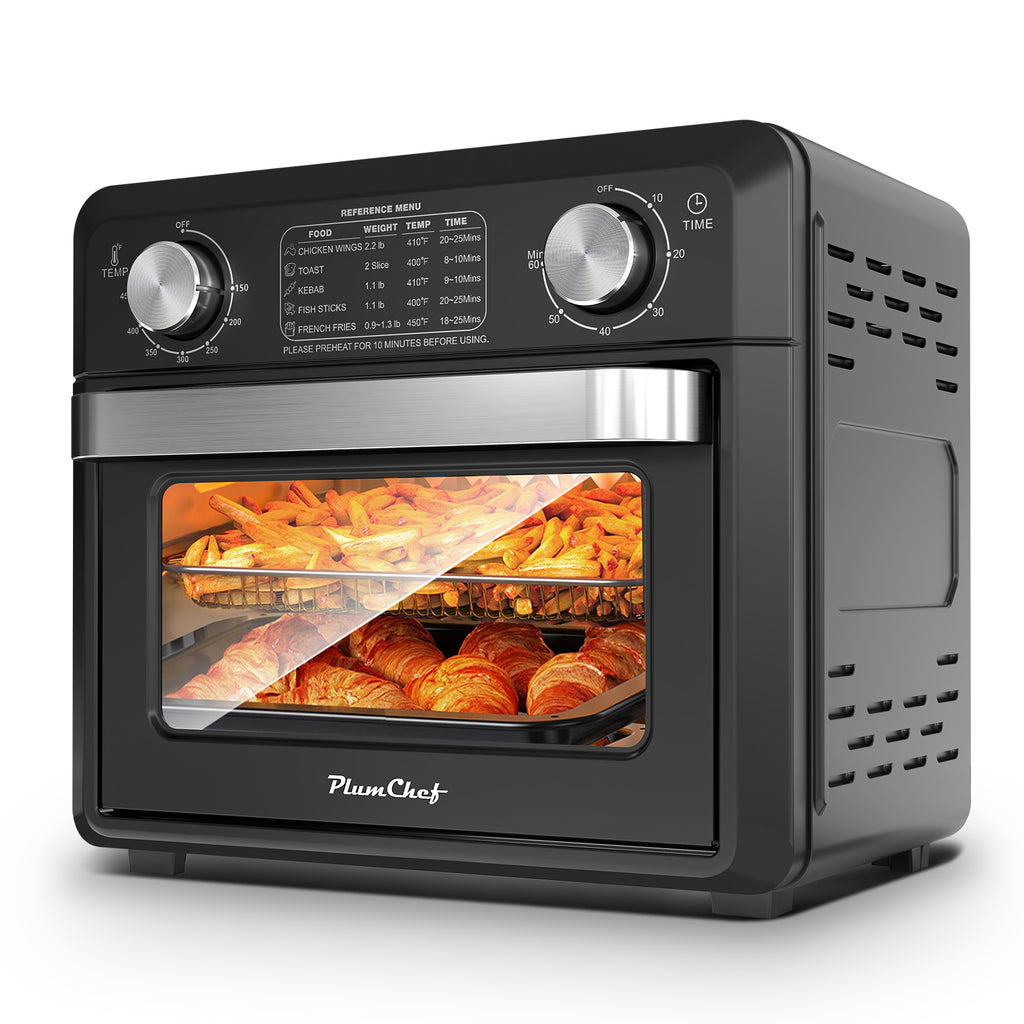 11QT Compact Air Fryer Toaster Oven, 1000W, Convection Countertop, With Reference Menus, 2-Slice Toaster, Adjustable Time And Temperature, Black, Amazon Resale Prohibited