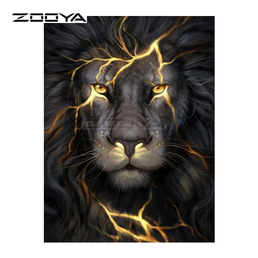 Diamond Embroidery 5D DIY Diamond Painting Black Vicious Lion Animal Diamond Painting CrossStitch Rhinestone Mosaic