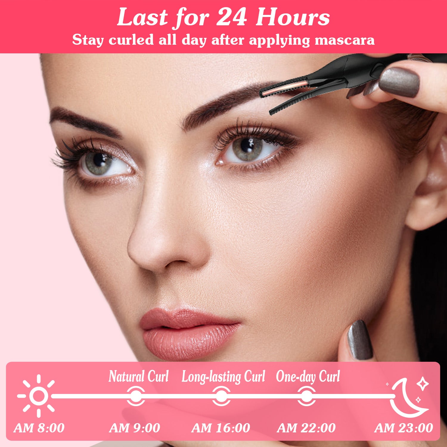 1Pc 2 In 1 Clip Comb Heated Eyelash Curler Electric Mini Lash Curler Natural Eye Lash Makeup Tool With 3 Temp Settings 15Mins Shutdown