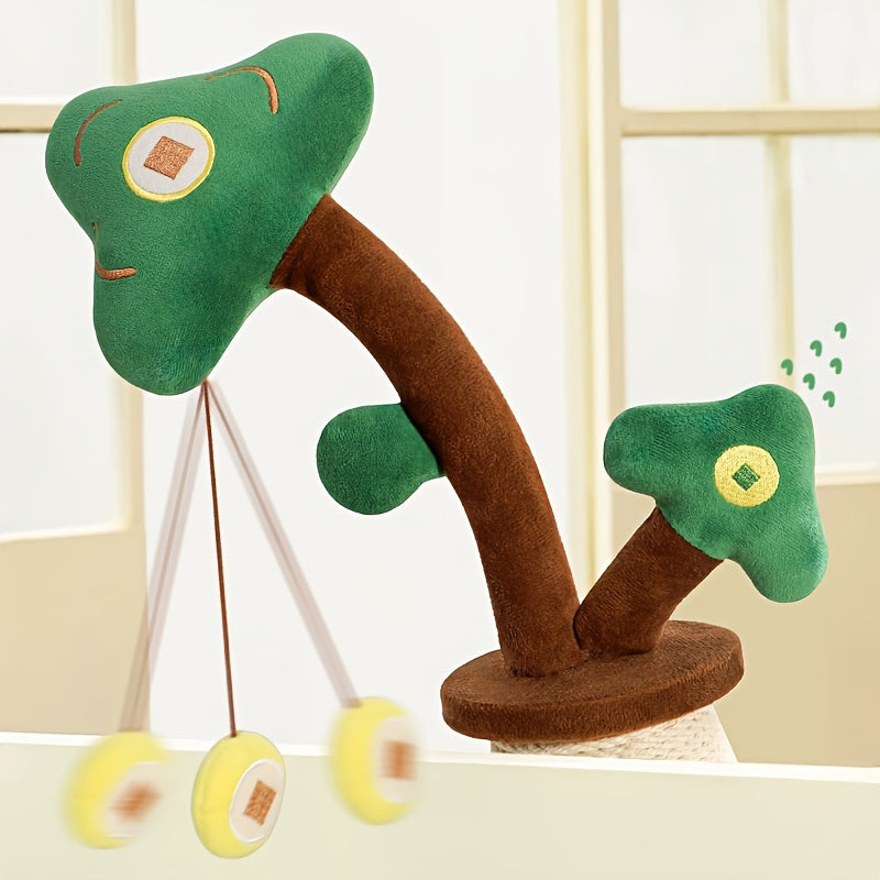 Vertical Money Tree Cat Scratching Pole, Sisal Wear-Resistant Cat Scratching Column, Interactive Ball Track Spring Ball Cat Toy, Durable And Cute Sisal Cat Scratching Pole