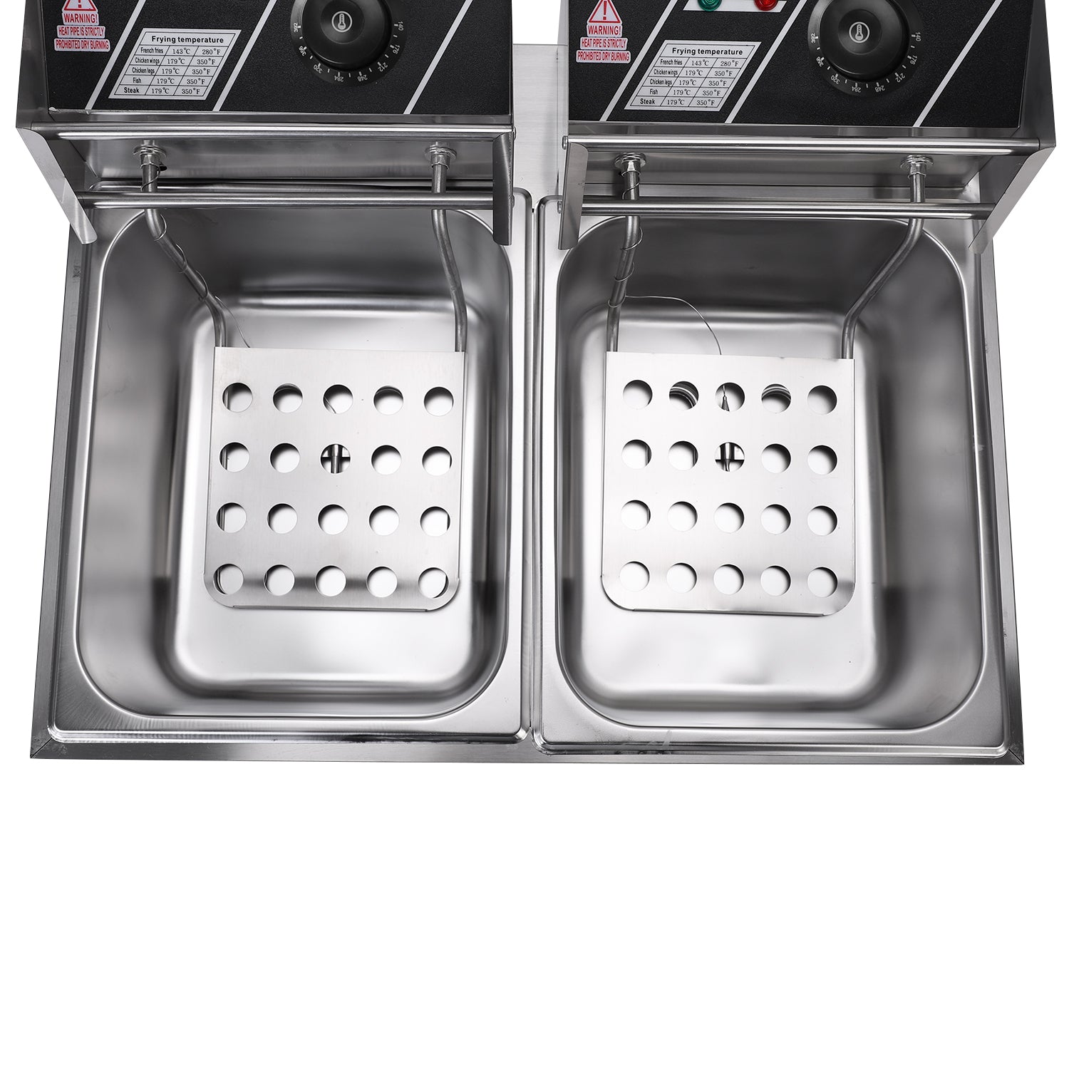 Electric Fryer Silver Stainless Steel Double Cylinder