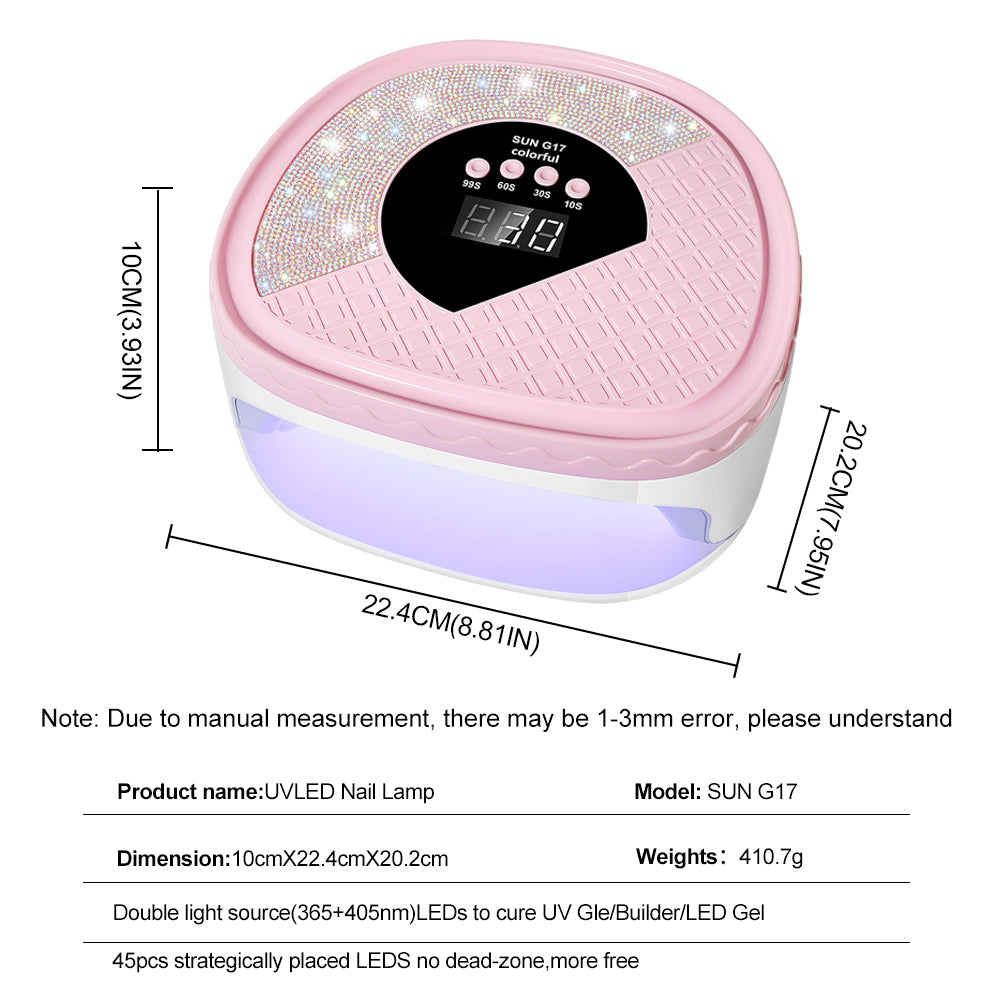 UV Nail Dryer Gel Nail Lamp, LED Light For Gel Polish-4 Timers Professional Nail Art Accessories Nail Lamp With 42 Beads & Touch Display, Shining Crystal Decorations, Curing Gel Toe Nails