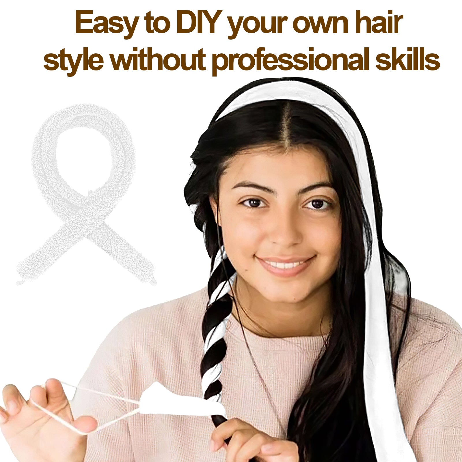 Satin Heatless Hair Curler, Lazy Natural Soft Wave DIY Heatless Curls For Sleep In Overnight, For All Hair Types