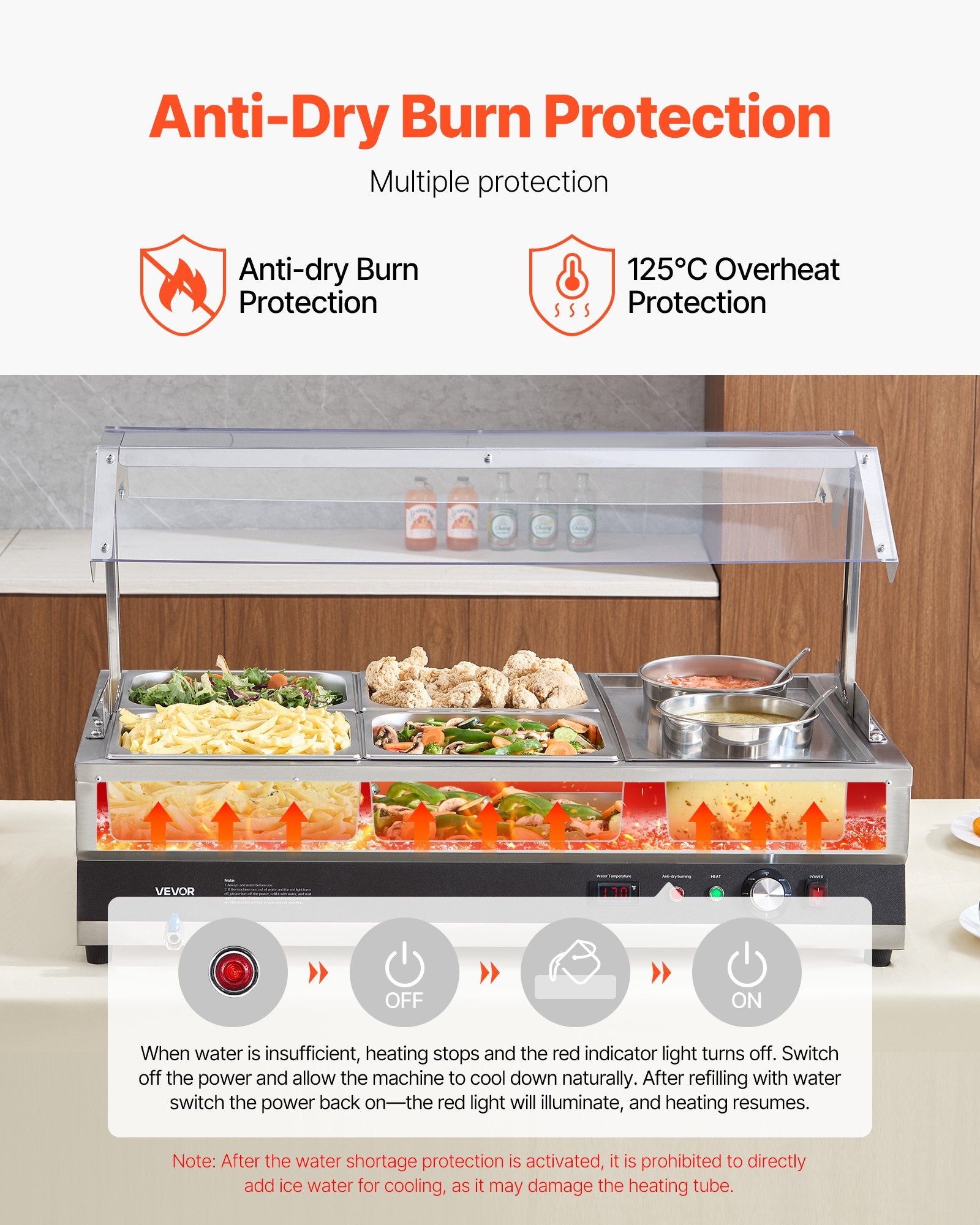 Commercial Soup Warmer Soup Station With Cover 2-Pot & 4-Pan Soup Kettle