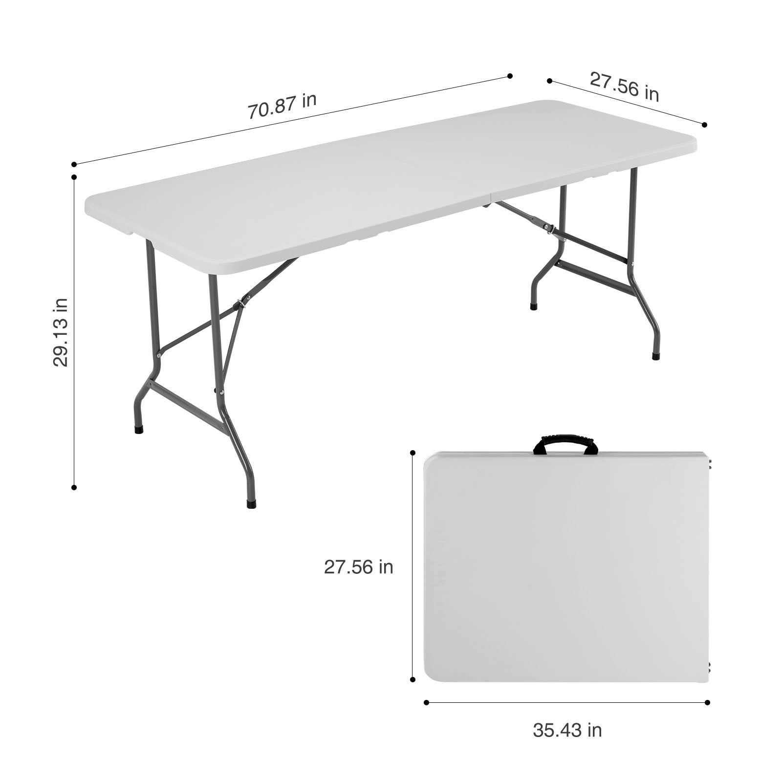 Folding Table Outdoor Indoor Heavy Duty Portable Table With Carrying Handle For Camping Picnic Party