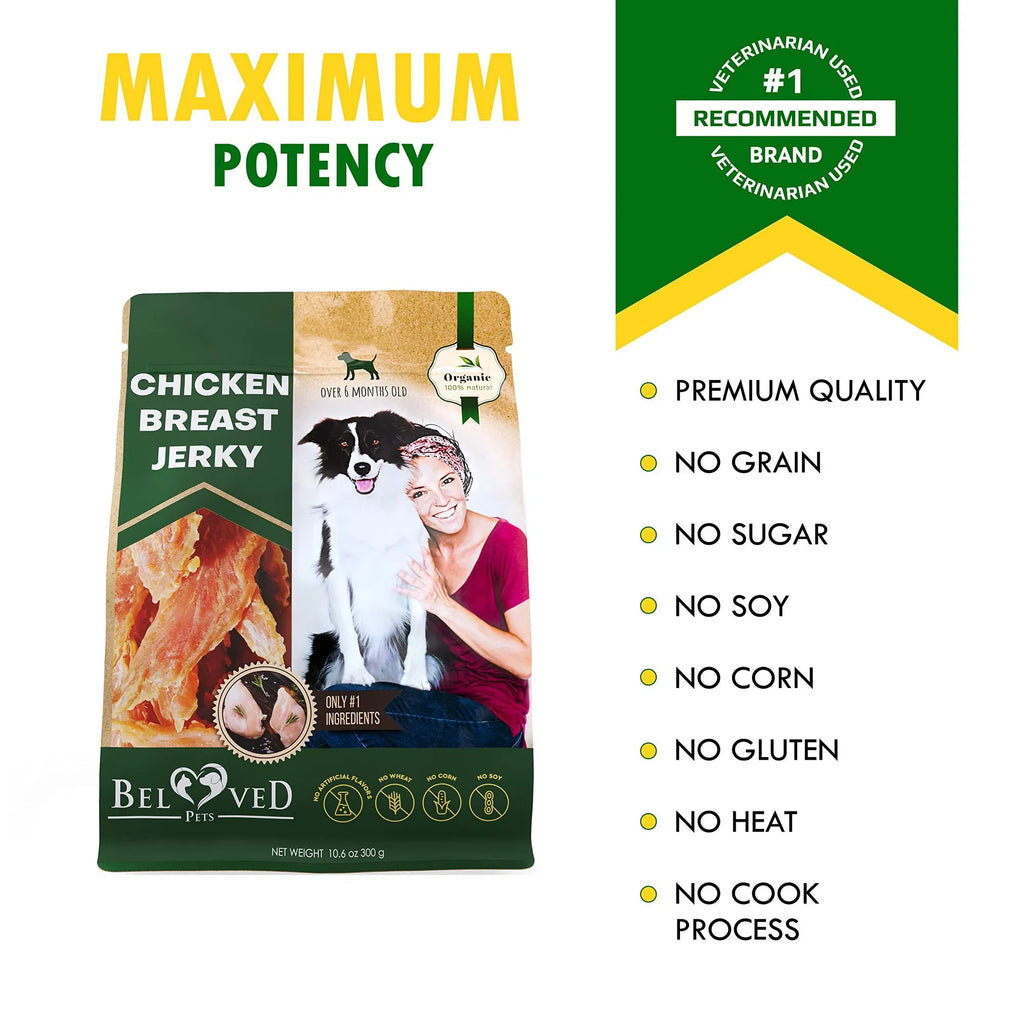 Chicken Jerky Dog Treats All Natural And Organic Healthy Snacks For Large & Small Dogs Grain Free And High Protein Human Grade Pet Chews 300 Gram