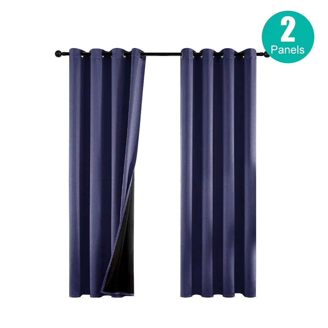 Polyester Grommets Thermal Insulated With Coated Lining 52 In.W63 In. L Indoor Blackout Curtains 3 Colors Available,Set Of 2